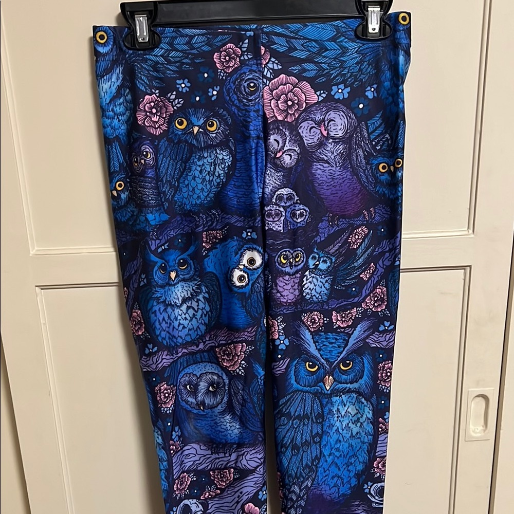 Blackmilk Blue and Purple Owl Print Leggings